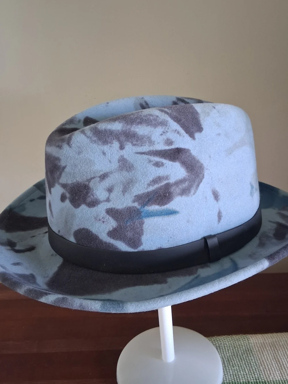 Goorin Bros Wool Felt Fedora Blue Camo Black Band Large